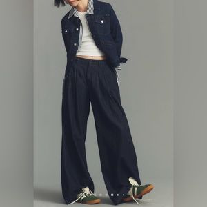 Anthropologie Maeve “The Avery” pleated wide leg denim trousers NEW!!